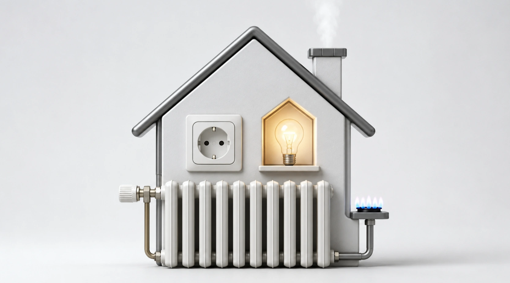 Energie sparen – Haus aus Strom-, Gas- und Heizsymbolen
