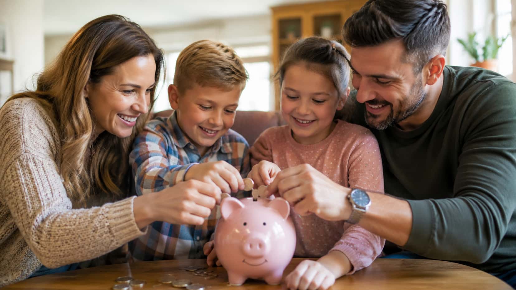 Geld sparen als Familie gemeinsam im Alltag
