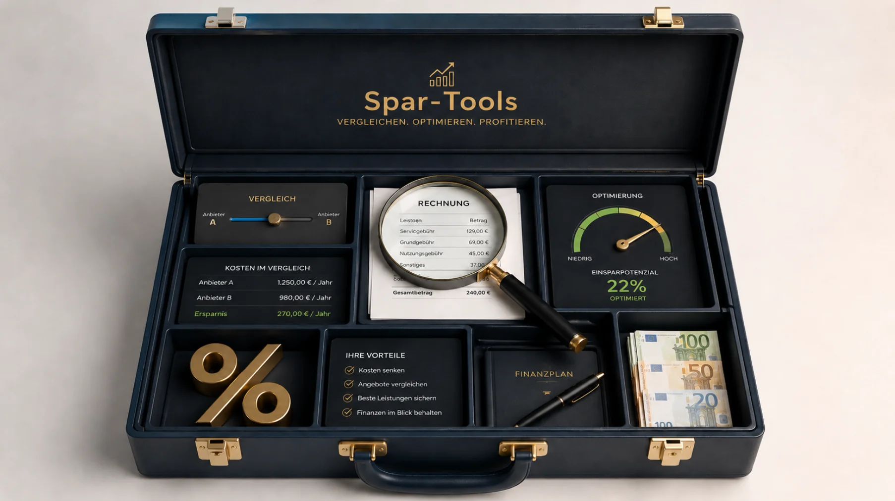 Spar-Tools – Werkzeugkasten mit Vergleichsrechnern für die Fixkosten